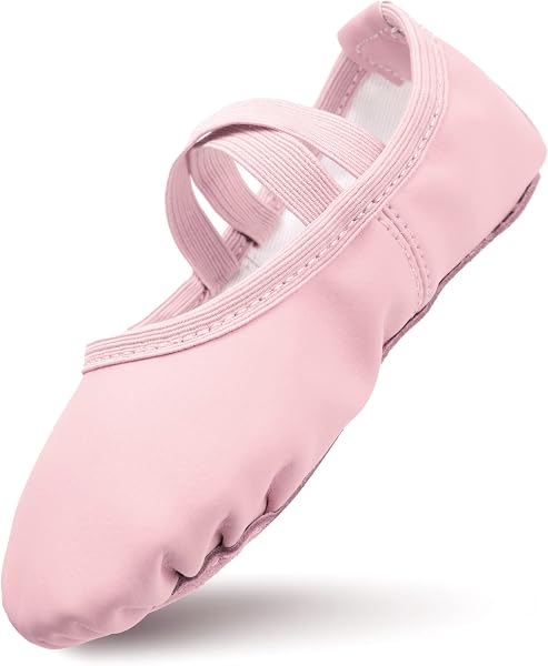 Zapatillas de ballet para niña, de piel, forro de algodón grueso, suela de piel completa, zapatos de danza, correas precosidas, zapatillas de ballet - 1