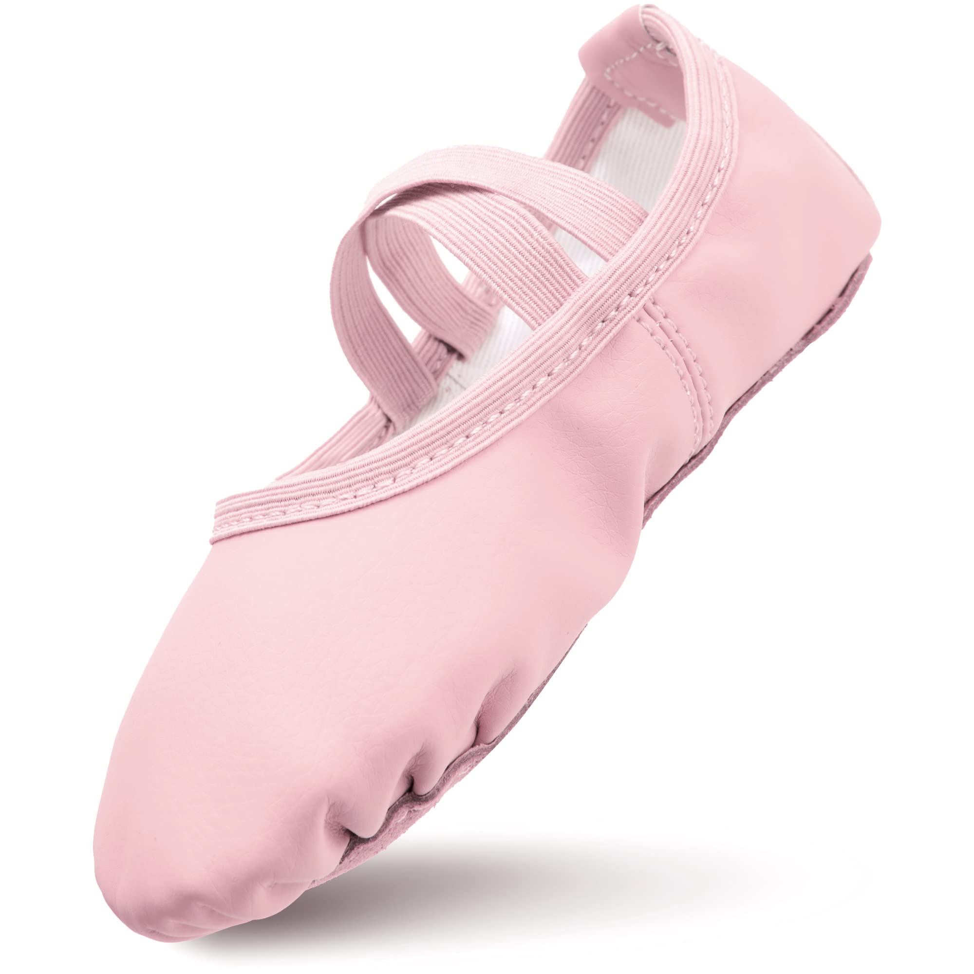 Zapatillas de ballet para niña, de piel, forro de algodón grueso, suela de piel completa, zapatos de danza, correas precosidas, zapatillas de ballet