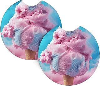 Car Coasters 2 Pack BROLEO Marshmallow Ice Cream Prints Odorless Cup Holder Coasters for All Standard Cup Holders, Perfect for Cars, Trucks, SUVs -2.7 in ﻿