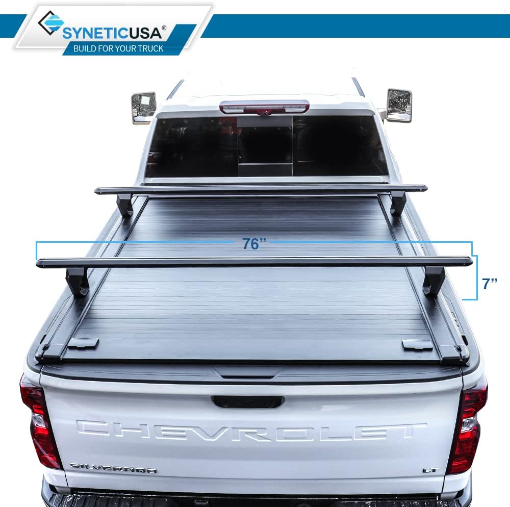 Syneticusa MR Retractable Truck Bed Cover with Crossbars for Ford F-250 F-350 Super Duty 2008–2026 | 6’10” Bed | Aluminum Hard Tonneau Cover | One-Person Installable | Waterproof, Low-Profile