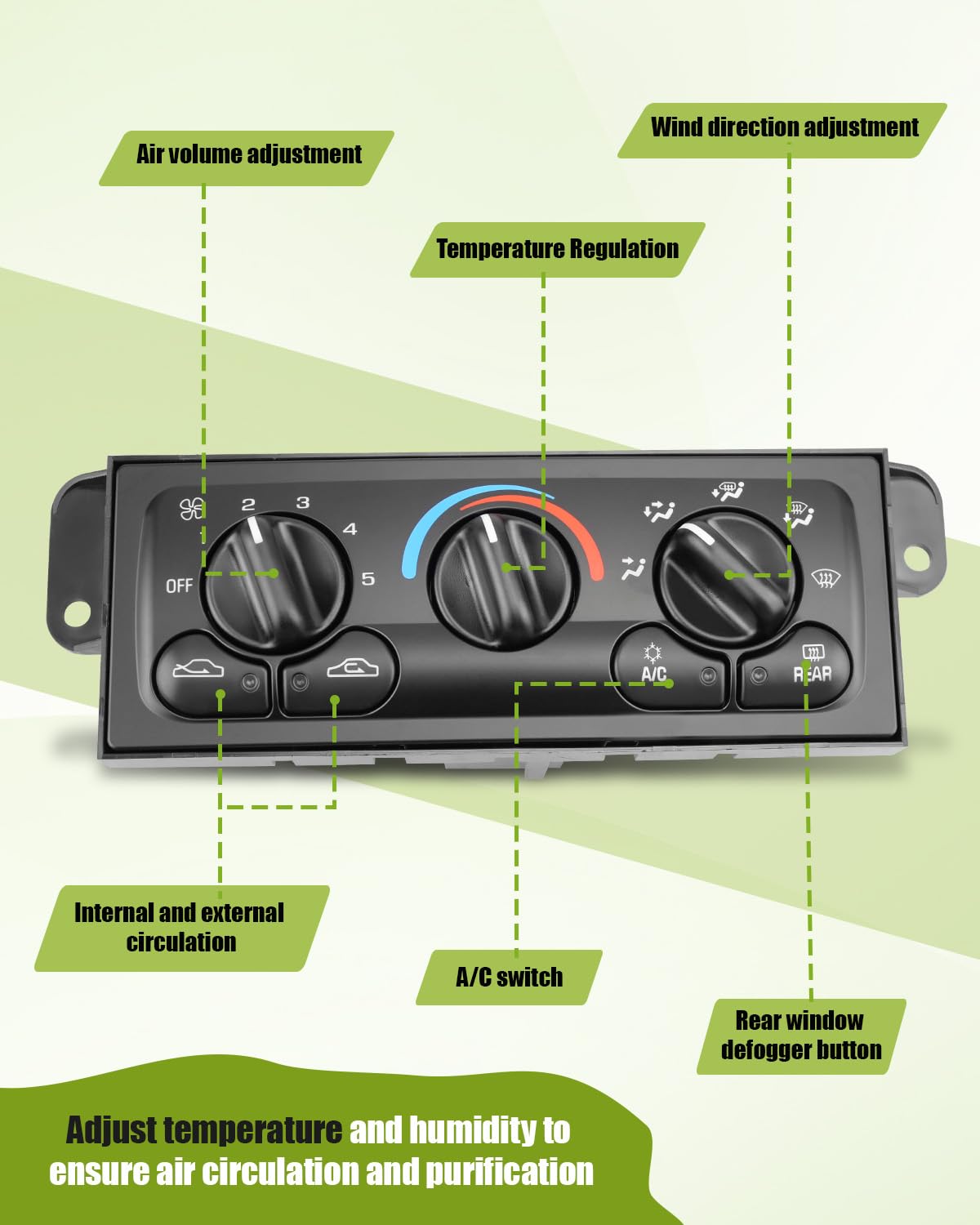 A/C HVAC Heater Climate Control Module Panel Switch Fit for Chevrolet Malibu 1997-2005, Fit for Oldsmobile Achieva 1997-1998/Cutlass 1997-1999 Replace 599-213 22601654