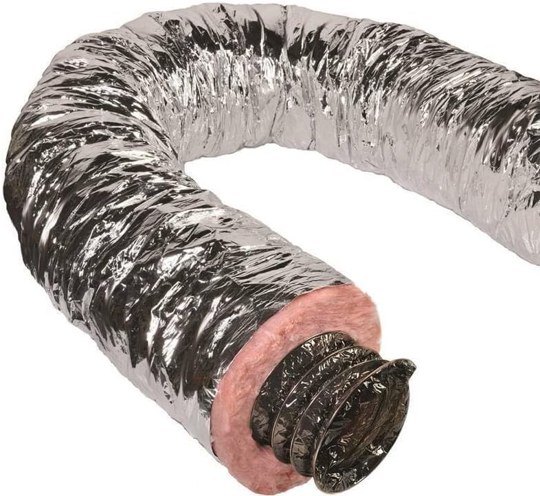 9" Silver Flex Insulated Flexible Duct R6 25', Replacement for QuietFlex OEM