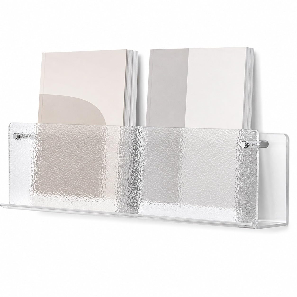 Bananaww Acrylic Magazine Rack Wall Mounted, Record Holder Magazine Rack Floating Bookshelf Brochure Display Organizer Home Wall Book Racks for Waiting Room Living Room Office
