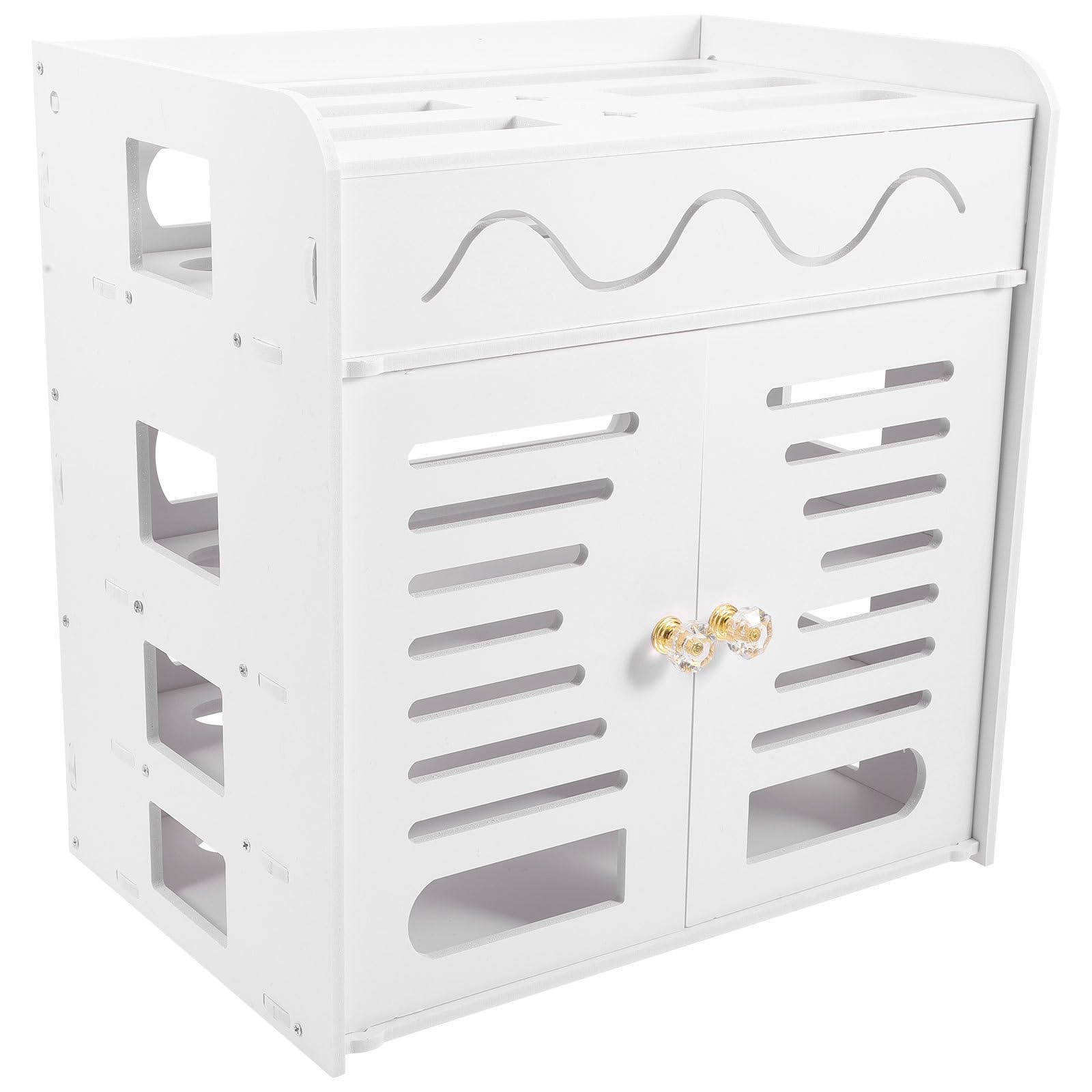 Scatola di Immagazzinaggio in Pvc Bianco per Router a 4 Strati Doppia Porta Organizzatore Cavi Pratico e Compatto per Casa e Ufficio