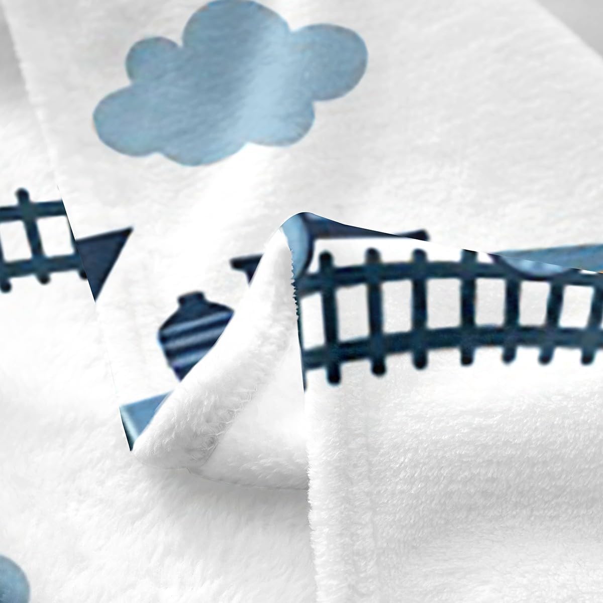 Erosebridal Train Fuzzy Blanket, Cartoon Smoking Engine Throw Blanket for Kids Boys, Construction Vehicles Fleece Blanket for Bed Sofa Couch, Railway Rail Ripple Plush Bed Blanket, 40"X50" - Image 4