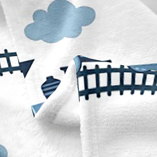 Miniatura 4 de Erosebridal Manta mullida de tren, manta de dibujos animados con motor de fumar para niños y niños, manta de forro polar de vehículos de