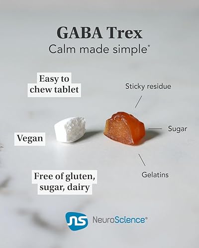 Miniatura 7 de NeuroScience GABA Trex - Tabletas masticables de L-teanina para ayudar a reducir el estrés - Apoyo al sueño la relajación  el enfoque - Suplemento