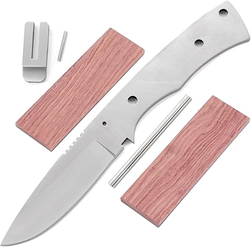 Miniatura 5 de EZSMITH Kit de cuchillos de caza de espiga completa serie de fabricación de cuchillos de hoja fija para bricolaje hoja en blanco protector SS y