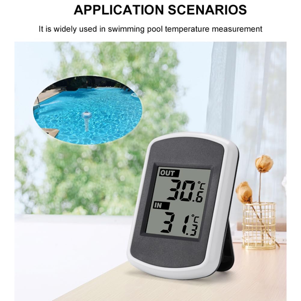 Termometr pływający w basenie, bezprzewodowy termometr do wanny z hydromasażem ze zdalnym czujnikiem, od -104 ° F do 140 ° F, zestaw testera temperatury wody w stawie do użytku w pomieszczeniach na ze