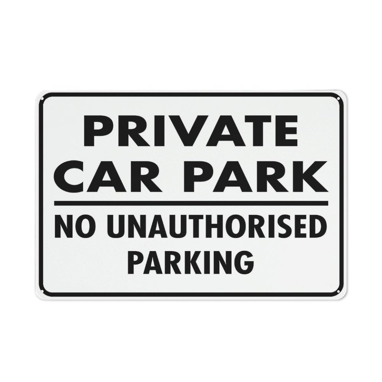peiyeety Private Car Park No Unauthorised Parking Sign Signs Outdoor, Uv Printed Aluminum 12x16 Inches, Weatherproof and Security Signs for Home Or Business