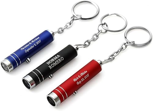 Miniatura 5 de Paquete de 10 llaveros personalizados con detector de moneda para pasaporte de identificación ultravioleta, linterna LED morada, grabado por