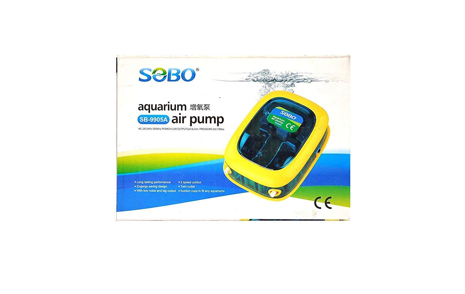 Sobo SB-9905A Aquarium air Pump ( Double Way ) AC: 220-240V, Power: 4.2W, Max Output: 2 x 5.5L/Min, Pressure: 2 x 0.15Mpa. - Central Fish Aquarium (B08SCBJJGF) Amazon Price History, Amazon Price Tracker