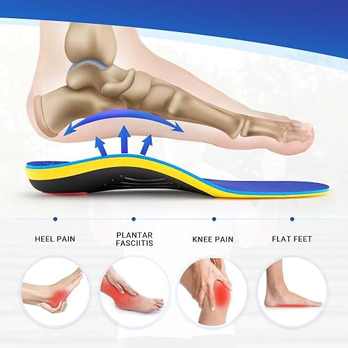 Miniatura 2 de Valsole Soporte resistente para aliviar el dolor, plantillas de soporte de arco alto para fascitis plantar, más de 220 libras, para pies planos,