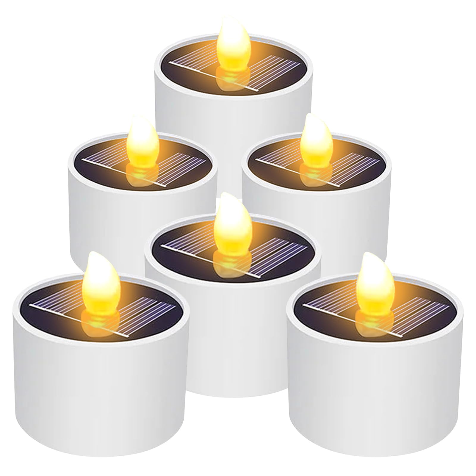 NEOVSUNY 6 Stück Solar Teelichter Außen Wasserdicht Dusk To Dawn Outdoor Beleuchtung Wiederverwendbare LED Teelicht Kerzen für Laterne Garten Camping und Home Decor Warmweiß