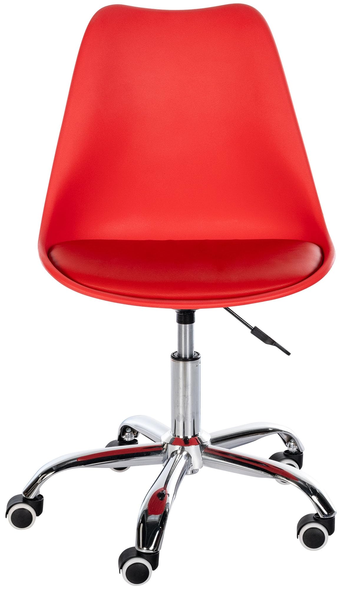 CLP Sgabello da lavoro Laflin I Sedile imbottito con rivestimento in similpelle I Su rotelle, regolabile in altezza e girevole, Colore:rosso