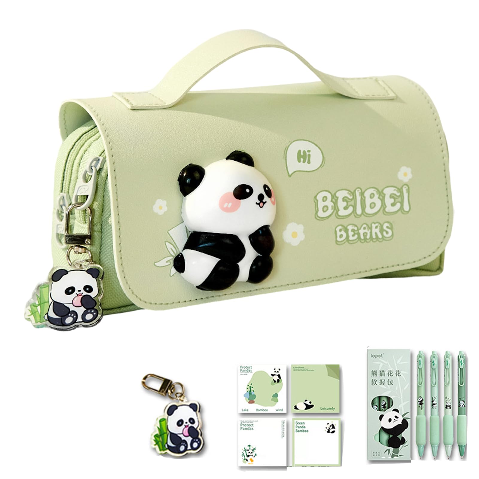 HOIXZCS Capybara Decompression Pen Case Fun Capybara Pencil Case Stationery Set Gift Idea For Children For Girls And Boys Stationery Set With Ballpoint Pen Squeeze Toy, panda