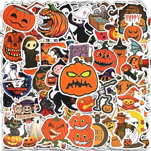 Powmag 100pcs Pegatinas Halloween, Pegatinas Decorativas Stickers, Pegatizas De Calabaza De Halloween, Pegatinas Hallo-Ween para Niños, Decoración de Calabaza Pegatinas