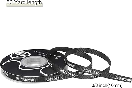 Miniatura 2 de MECCANIXITY Cinta de satén personalizada de 38 de pulgada delgada de 50 yardas Just for You Cinta de grogrén beige pastel para envolver regalos