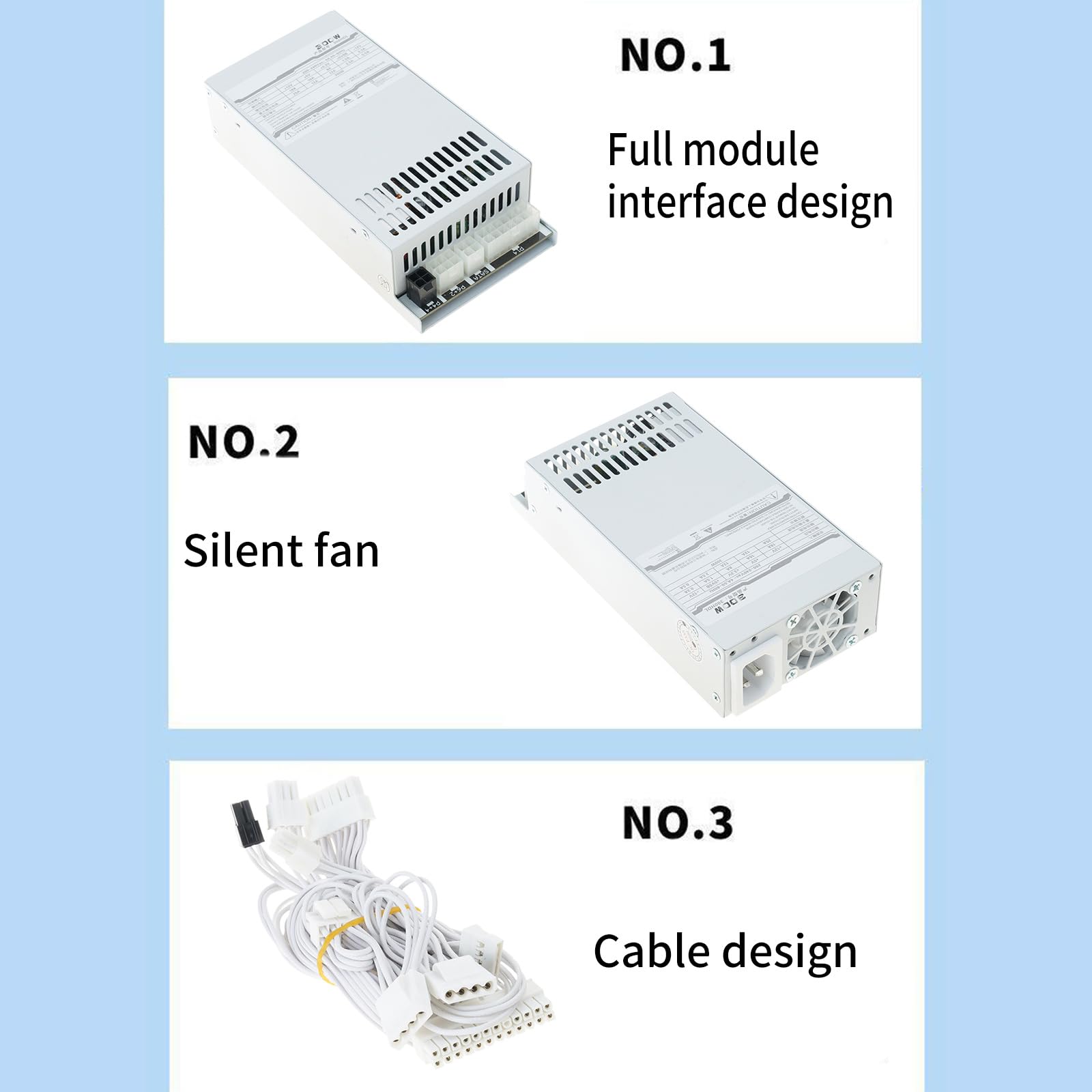300 W vollmodulares kleines 1U Netzteil mit intelligenter Lüftersteuerung, leise für Gehäuse und kleine Server Netzteil