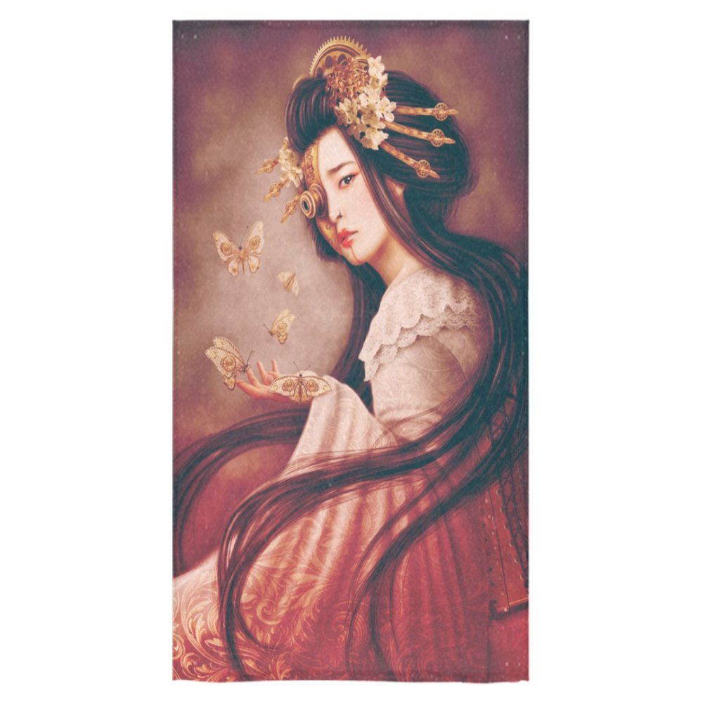 Design Custom Japanese Geisha Girl Art Sale Custom Bath Towels Large Soft and Comfortable Travel Beach Bathroom Shower Washcloth Wrap for Men/Women 80% Polyester 20% Cotton, (30" x 56")