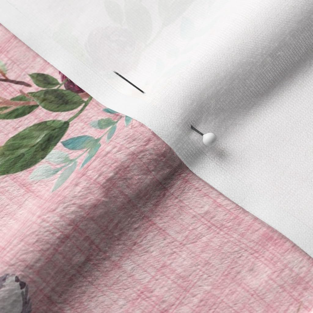 Spoonflower Fabric - Floral Cow Pink Girl Blush Mauve Animals Printed on Minky Fabric by The Yard - Sewing Baby Blankets Quilt Backing Plush