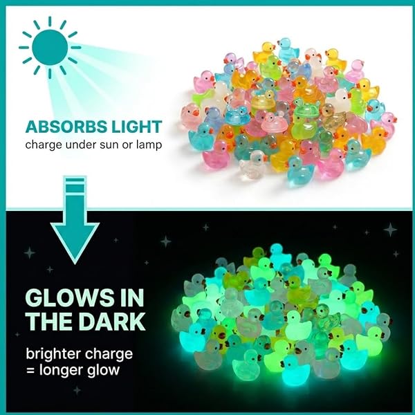50 Pezzi Mini Figure in Resina a Forma di Anatra, Paperelle Mini Luminescenti, Decorazioni per Paesaggi in Miniatura, Bonsai, Acquari e Vasche per Pesci, Mini Personaggi Animali - 4