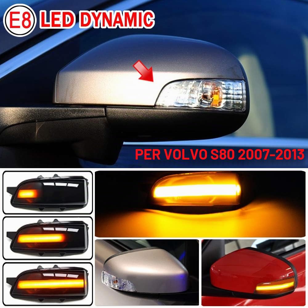 Coppia di indicatori di direzione dinamici a LED per Volvo C30 S80 2007 – 2013 S40 V50 2007 – 2012 S60 C70 V40 V70