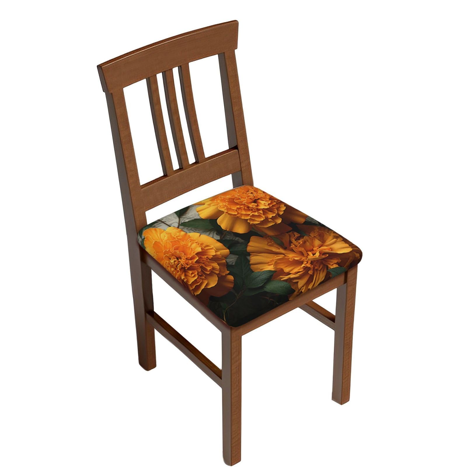 Fodpand Six Piece Marigold Square Stool Covers Stretch Removable Square Bar Stool Seat Covers Washable Dustproof Stool Cushion Slipcover Soft Milk Silk Bar Chair Covers With Band