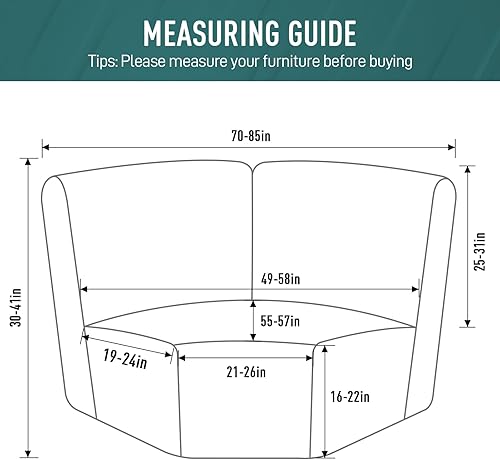 Miniatura 2 de Ruaozz Funda de asiento de sofá esquinero para sofá reclinable seccional en forma de L, 1 pieza elástica de tela jacquard, funda de asiento