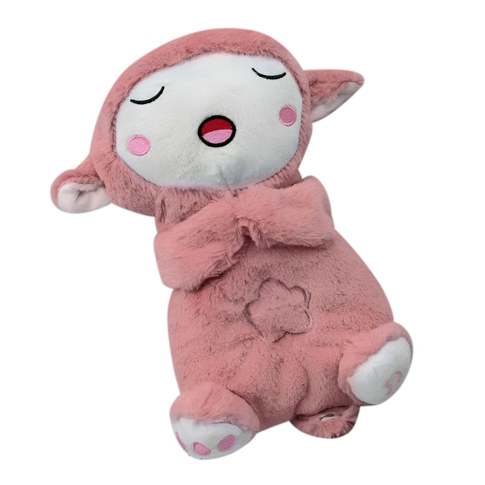 Soothing Lamb Bear - Soft Stuffed Soother Toy | Soft Stuffed Soother Toy | Soft Musical Toys For Babies | Soothe 'n Snuggle Toys With Music | Toys With Breathing Lamb Design For Sleep For Kids