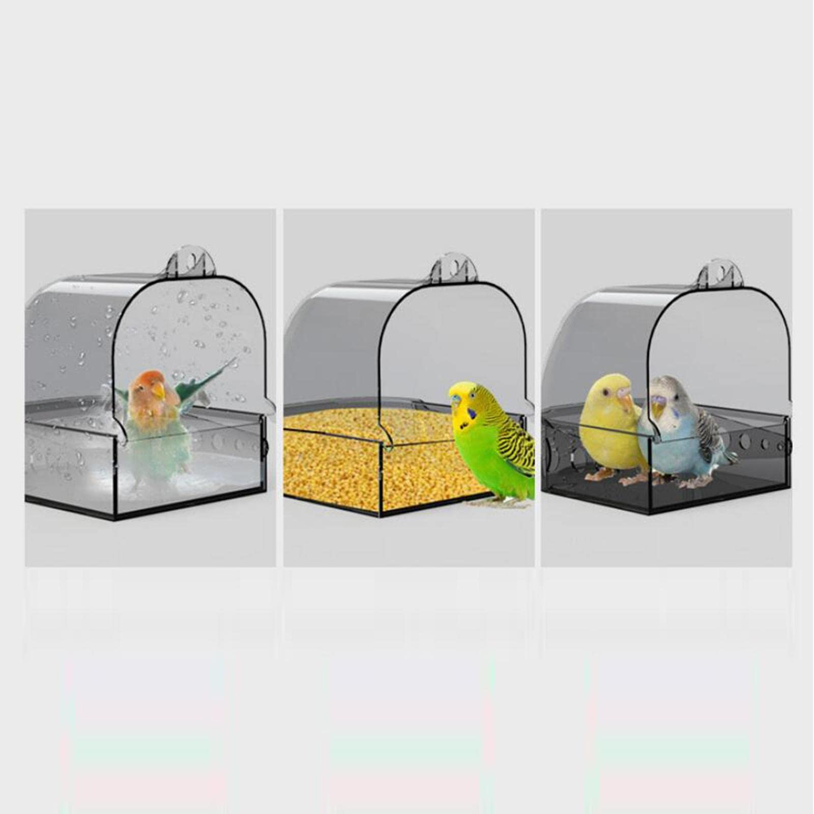Milageto Bañera Transparente para Pájaros, Jaula Colgante Tipo Bañera, para Pájaros Pequeños.
