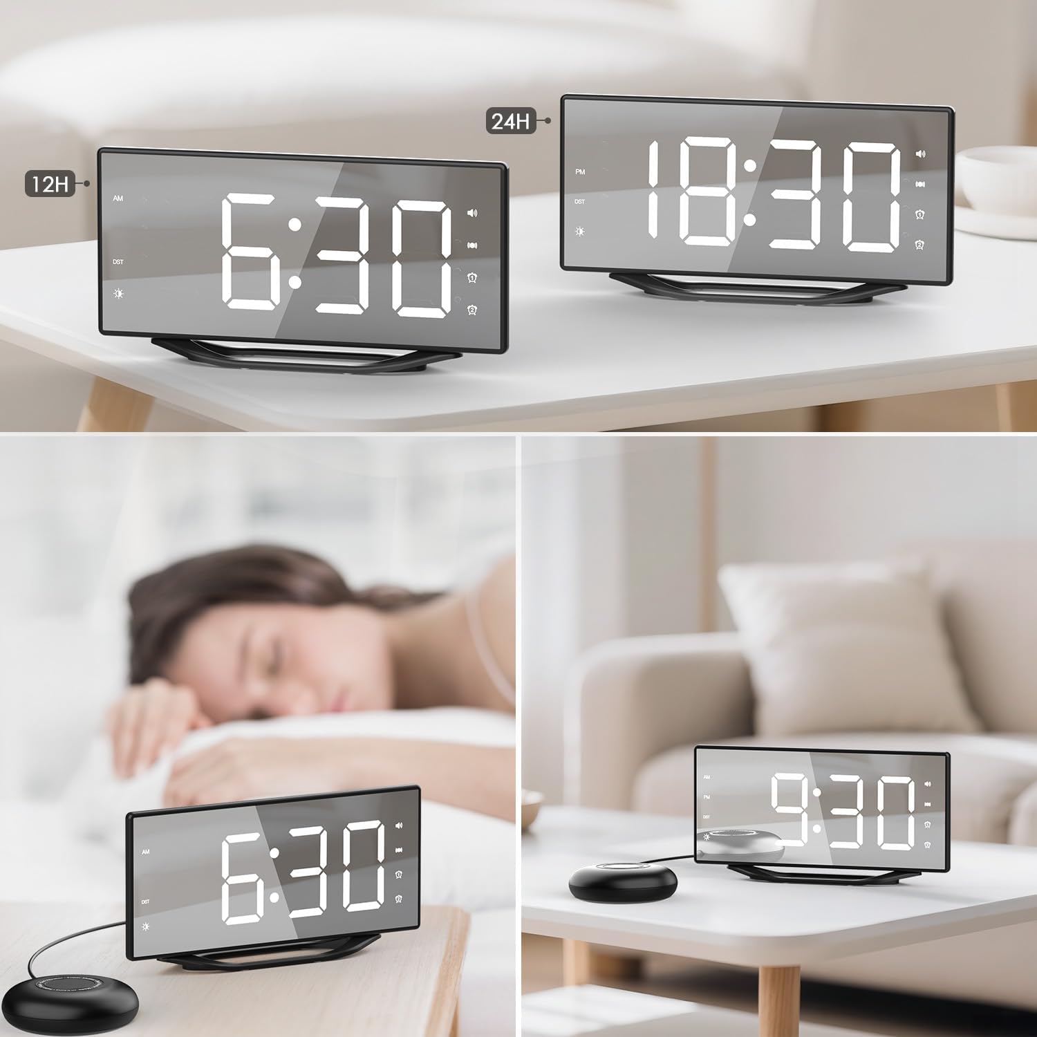 Rear view of OnLyee CR1018i Alarm Clock showing ports and switches