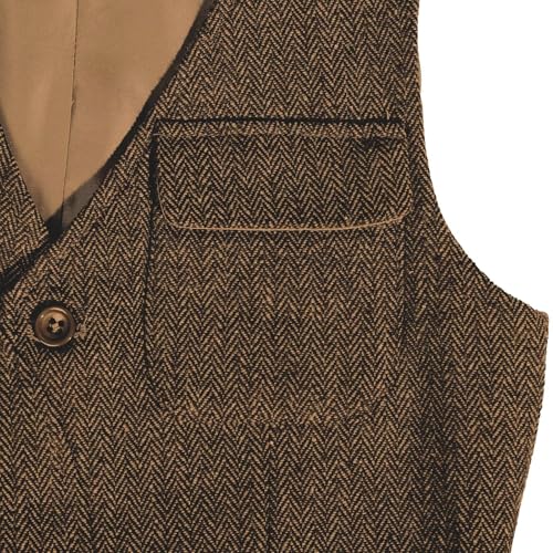 Image of Boys Retro Tweed Vest for Kids Classic Casual Waistcoat