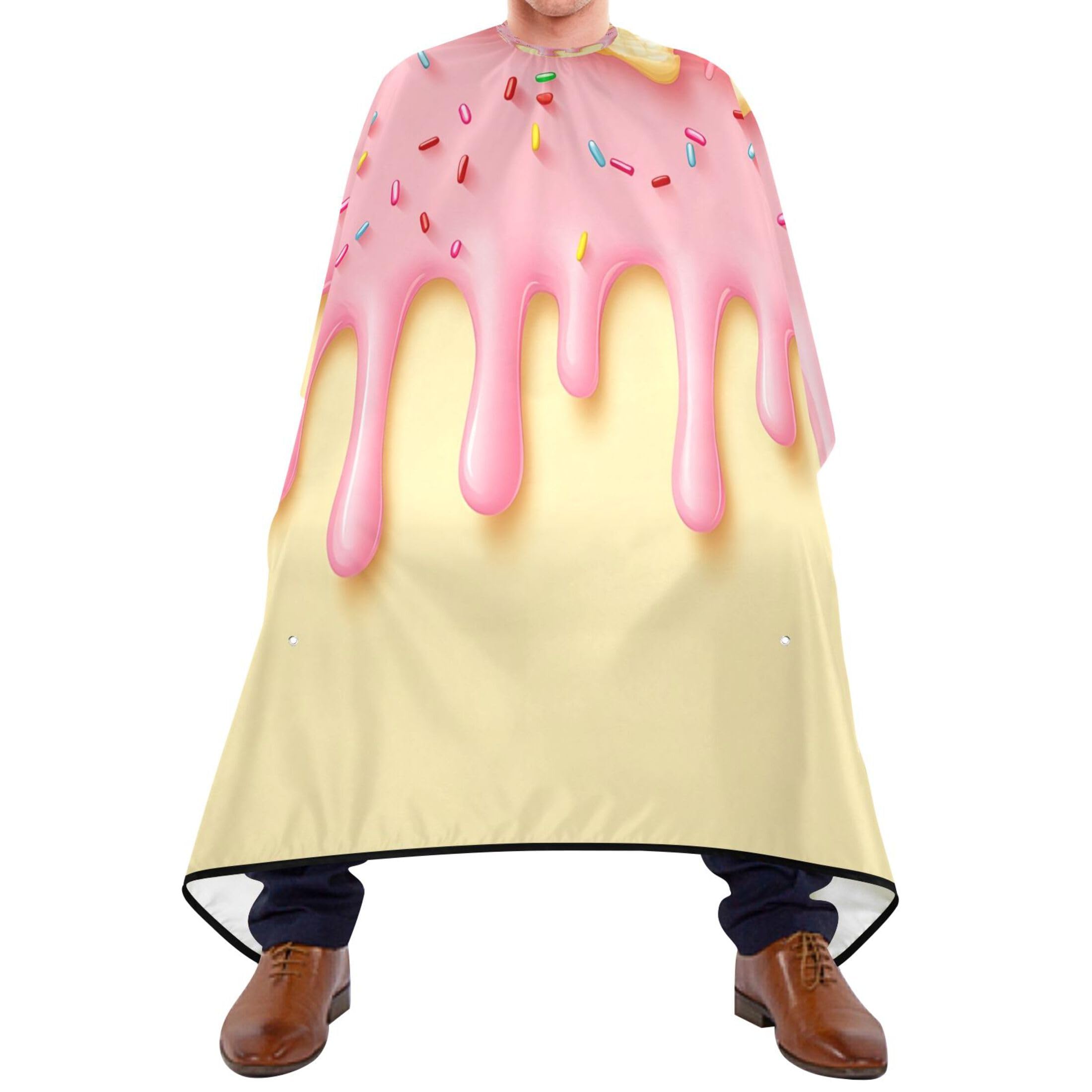 Takiito Waffle Dripping Ice Cream Barber Cape for Men, Waterproof Haircut Cape Hairdressing Cape Beard Apron Cape for Salon Home Use, 55x65 in