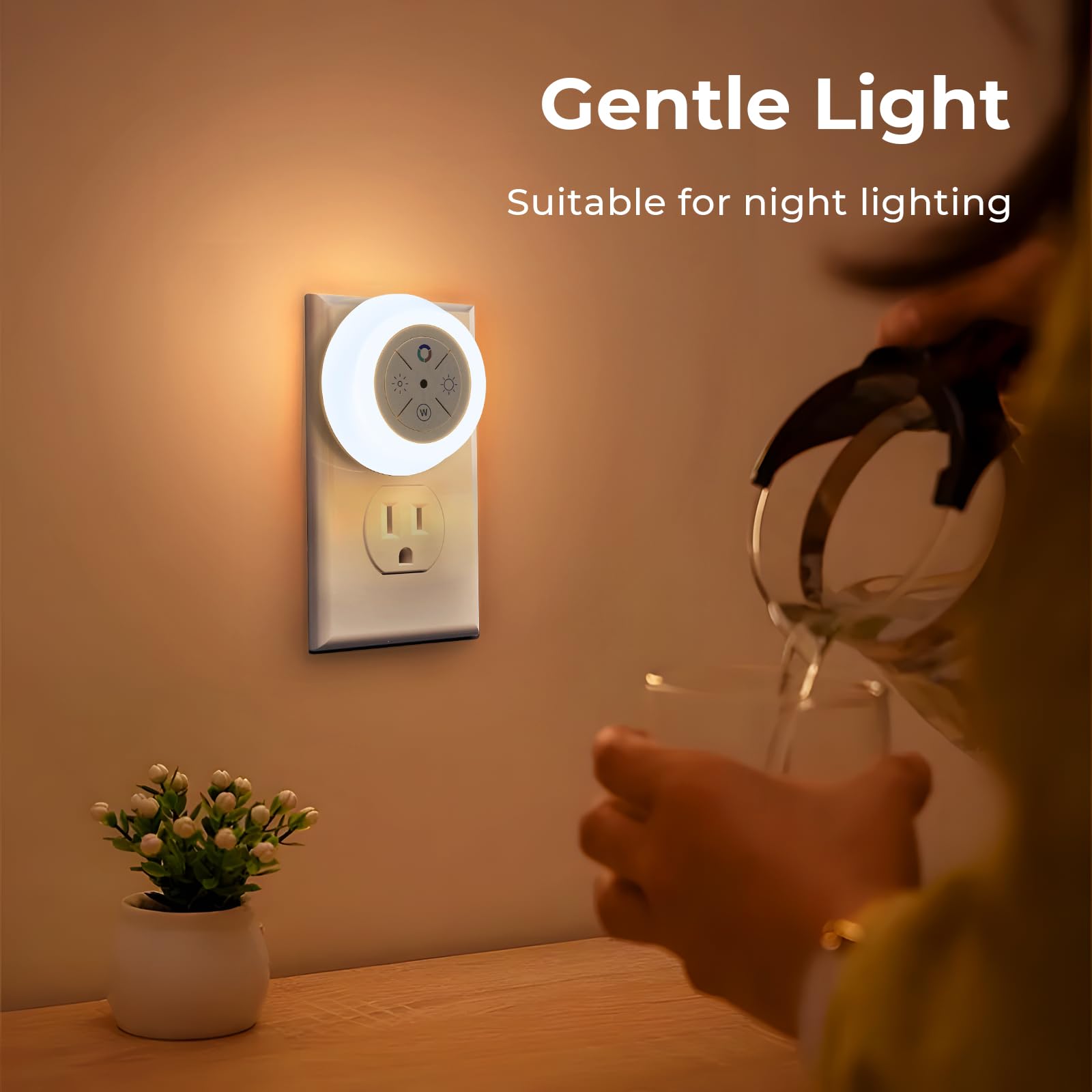 Wand-Nachtlichter zum Einstecken von Dämmerung bis Morgendämmerung, 12 LED-Farbwechsel, dimmbare Lichter für Schlafzimmer, Treppen, Küche, Flur, Waschküche, Wohnzimmer