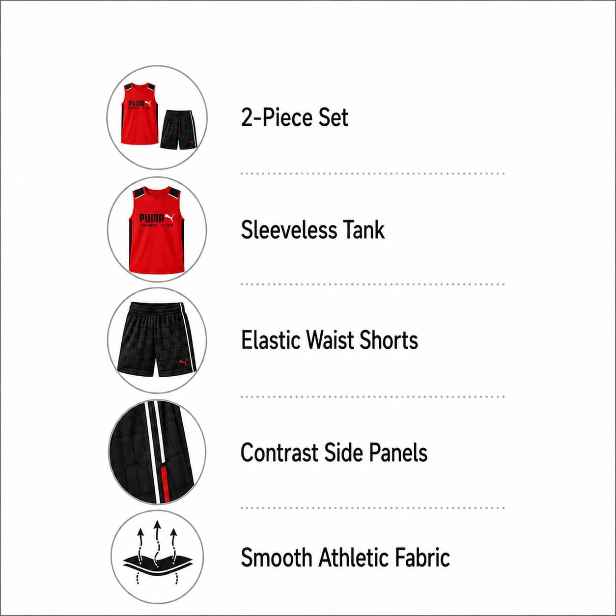 PUMA Boys 2 Piece Shorts Set Dry Fit Basketball Tank & Shorts (Sizes 4-16)