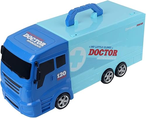 Miniatura 2 de BPC Coche de juguete de ambulancia, juego de vehículos de rescate con operación, herramientas médicas, tijeras y más, azul