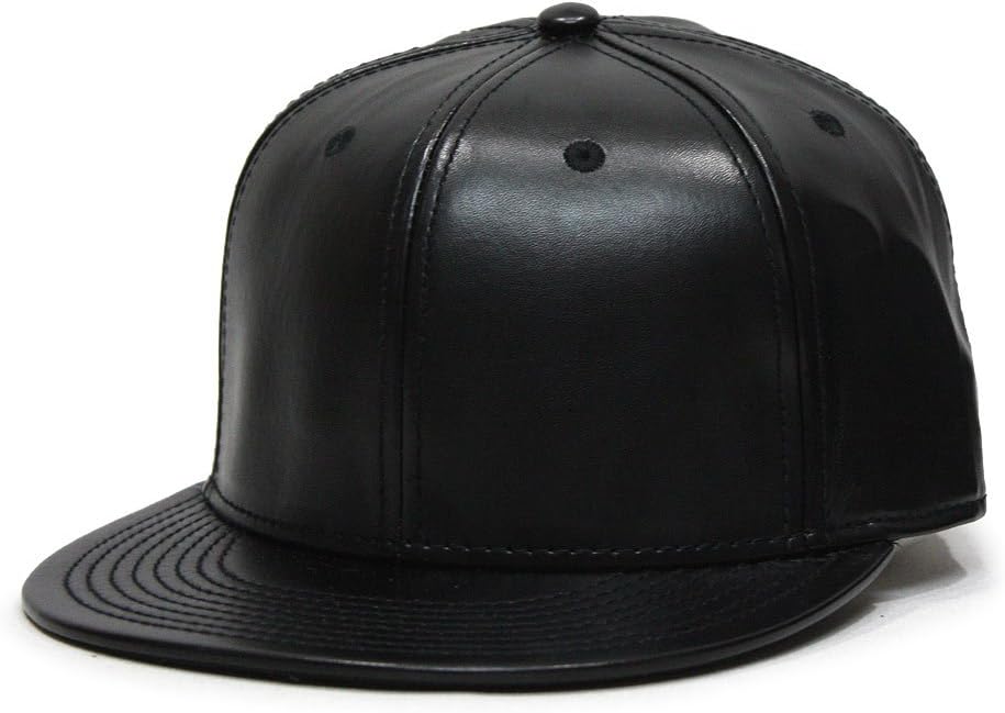 Premium Plain Wool Blend Leather Flat Bill Adjustable Snapback Hats Baseball Caps
