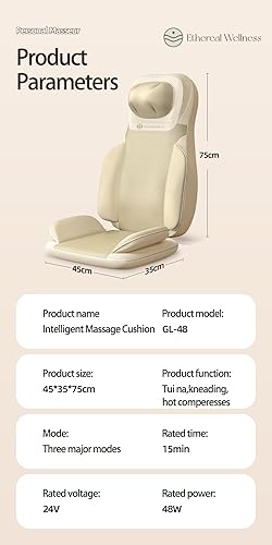 Miniatura 4 de Silla de masaje Shiatsu con calor, respaldo completo Shiatsu y rodadura, cómoda almohadilla para silla de masaje para aliviar el estrés, regalo para