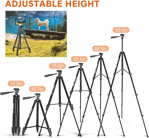 Miniatura 2 de Trípode de teléfono UBeesize de 127 metros trípode de aluminio ligero cuenta con extensible con soporte universal para teléfono celular  tableta