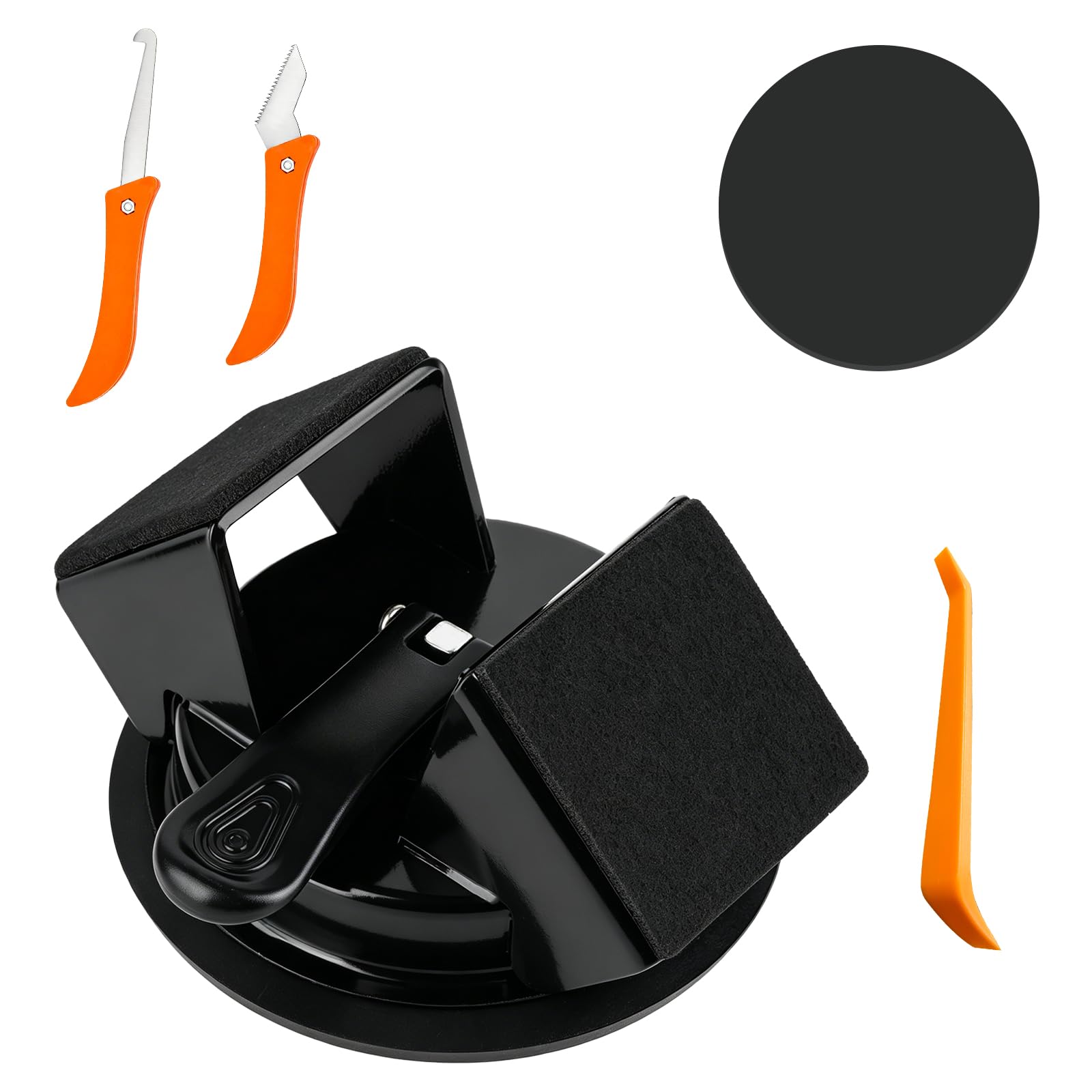 Floor Gap Fixer Tool -45° Two-Way Tapping Function, Heavy Duty Cast Iron with Reinforced Suction Cup, Includes 2 Crack Cleaning Tools & Reusable Rubber Pad (Orange) — view 10