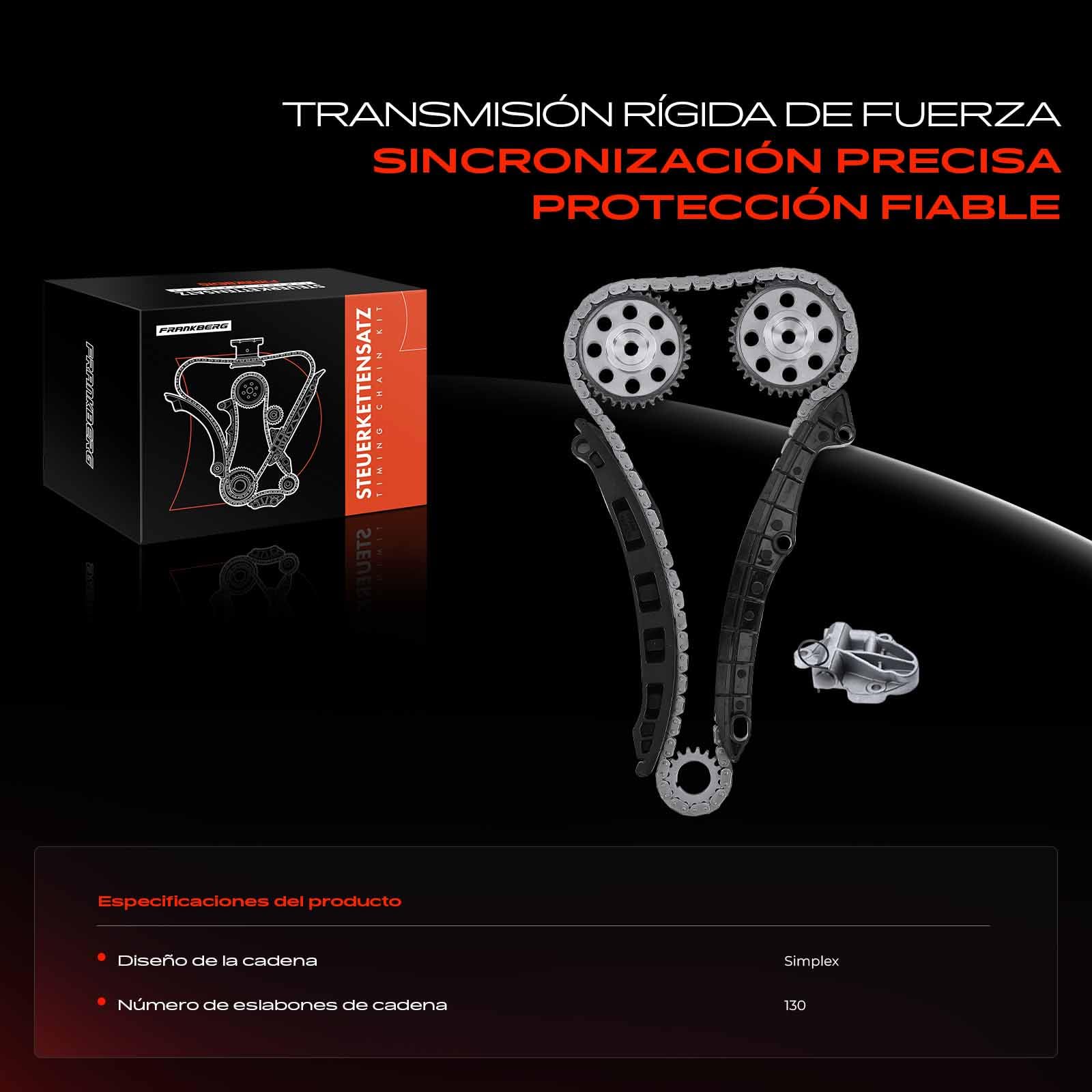 Frankberg Kit de cadena de distribución 03C109158A | Compatible con: Ibiza IV Sportcoupé 6J1 6P5, Polo 6C1 6R1, Habitación 5J7, Fabia II 542, Córdoba 6L2