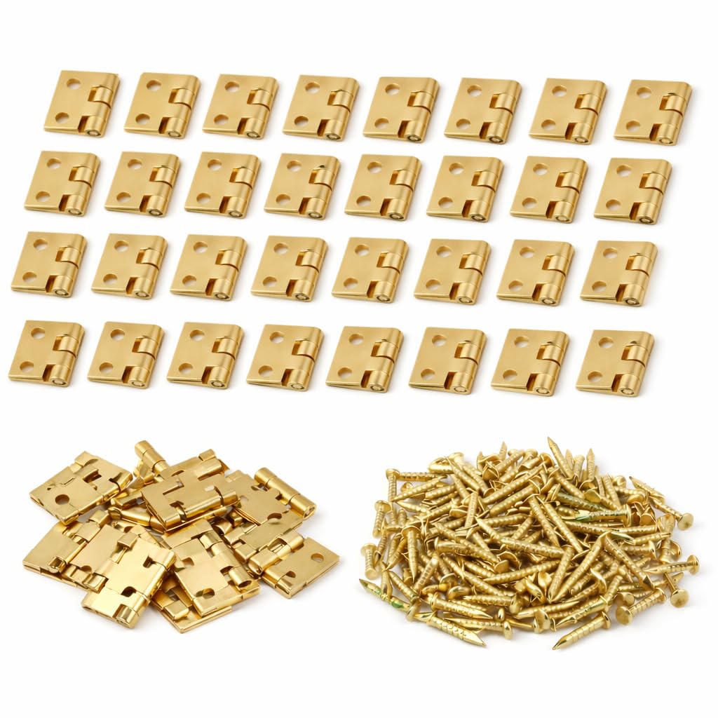 SNOOGG Pack of 15 Mini Brass Hinges 10 X 8 mm with Nails for Craft & DIY Projects, Small Wooden Box Hinges for Jewelry Box, Trinket Box, Dollhouse, Mini Cabinet, Hobby & Handmade Items-picture-32