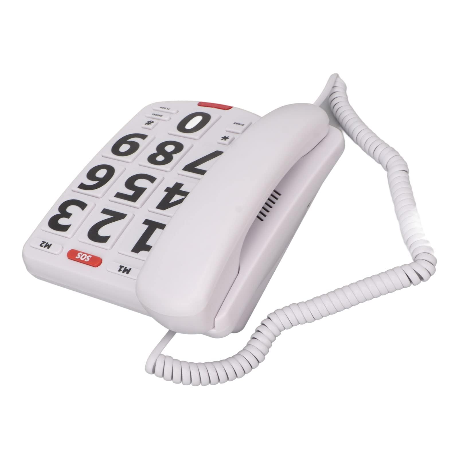 Teléfono de Botón Grande para Personas Mayores, Teléfono Fijo con Cable para Oficina en Casa, Teléfonos Fijos Domésticos de Volumen Ajustable Clásico Simple para Personas Mayores