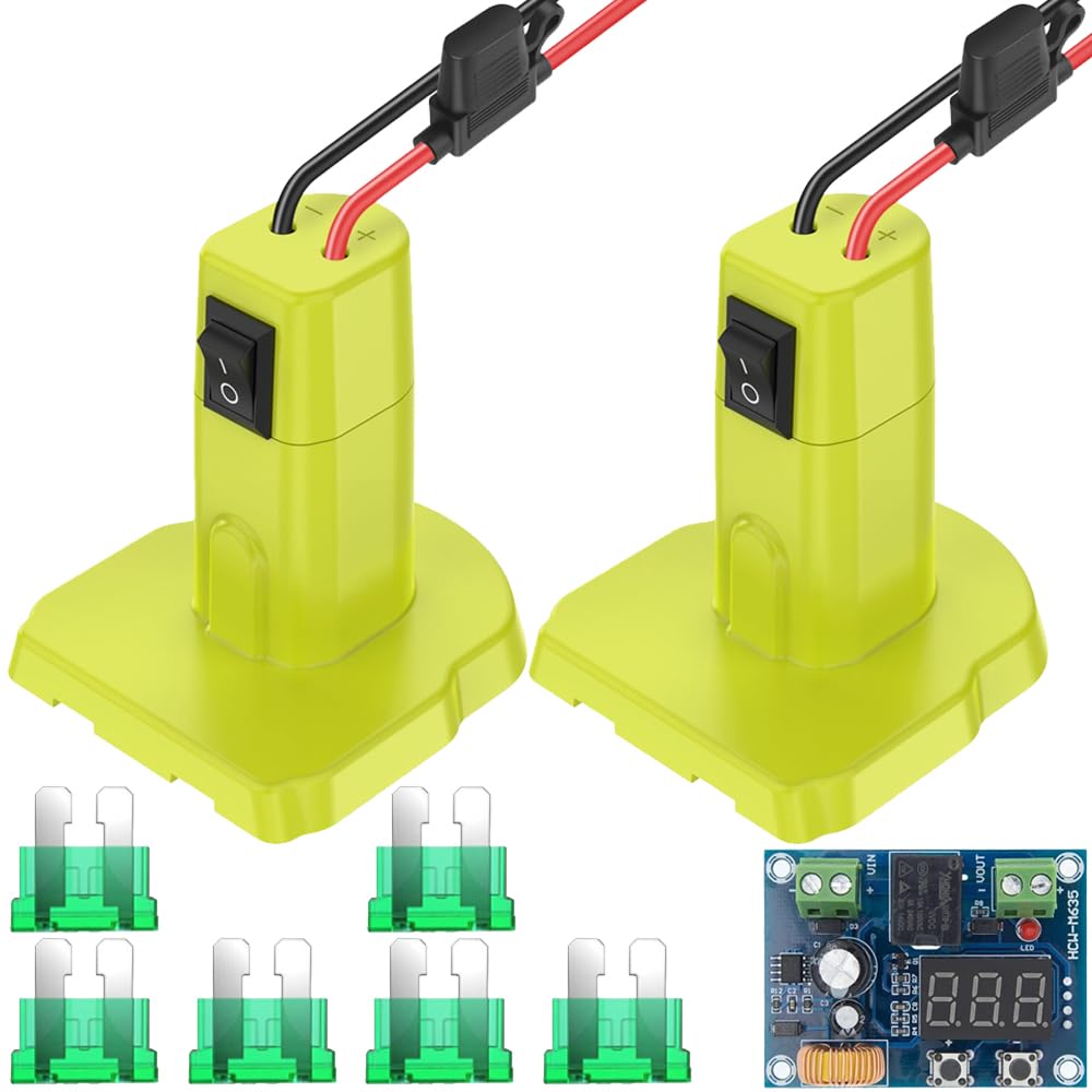 Adaptateur de batterie de roue électrique pour Ryobi 18V Battery Converter Kit, Connecteur d'alimentation, avec 12AWG Wire Harness Switch & Fuse, Low-voltage Protection Module (2 Pack)