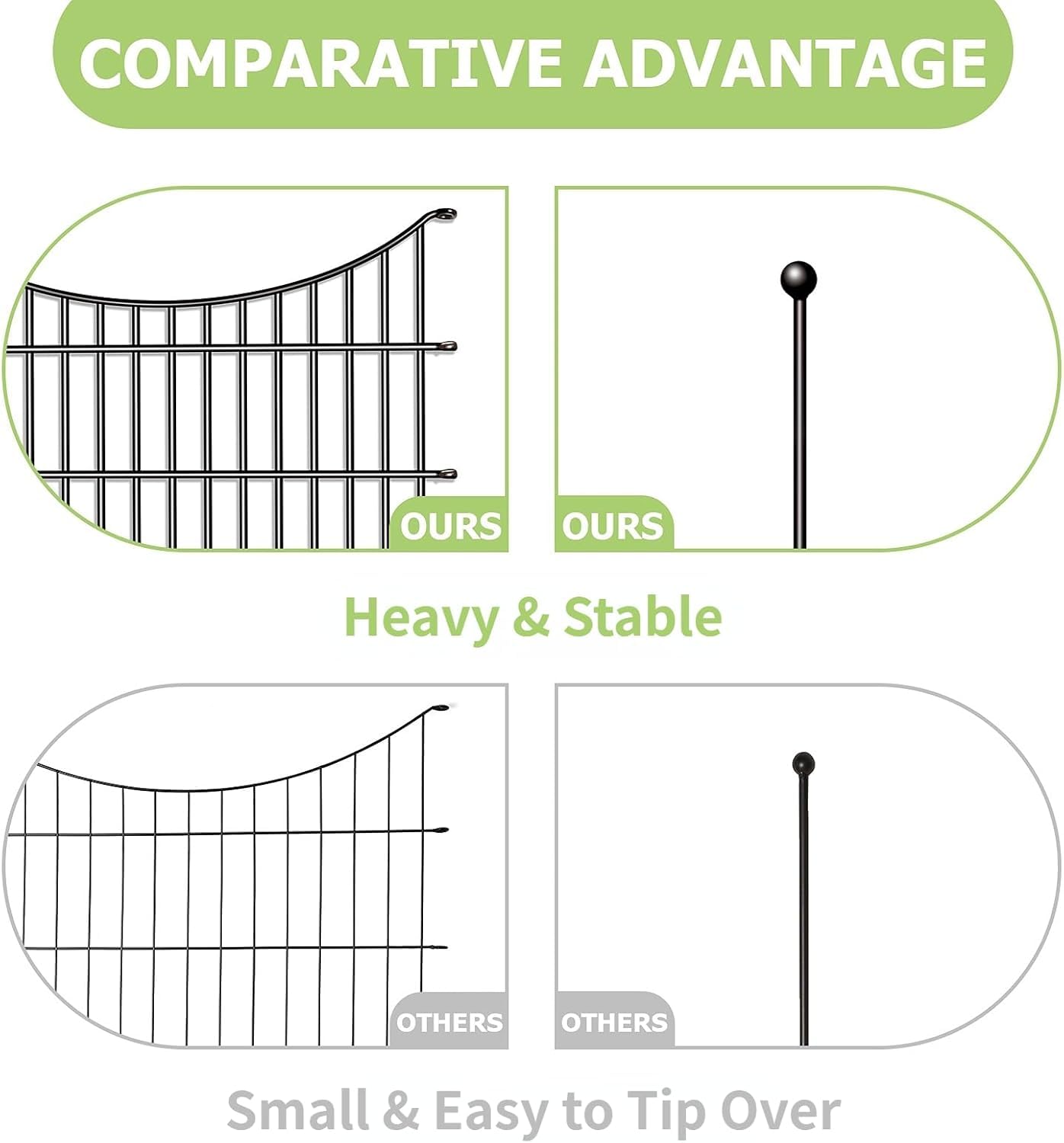 HEYOUTH Juego completo de valla para estanque,10 elementos de valla 74x81 cm y 11 varillas de fijación,Vallas para Jardín Exterior Metalicas,para Patio Terraza Negro (Sin cerradura)