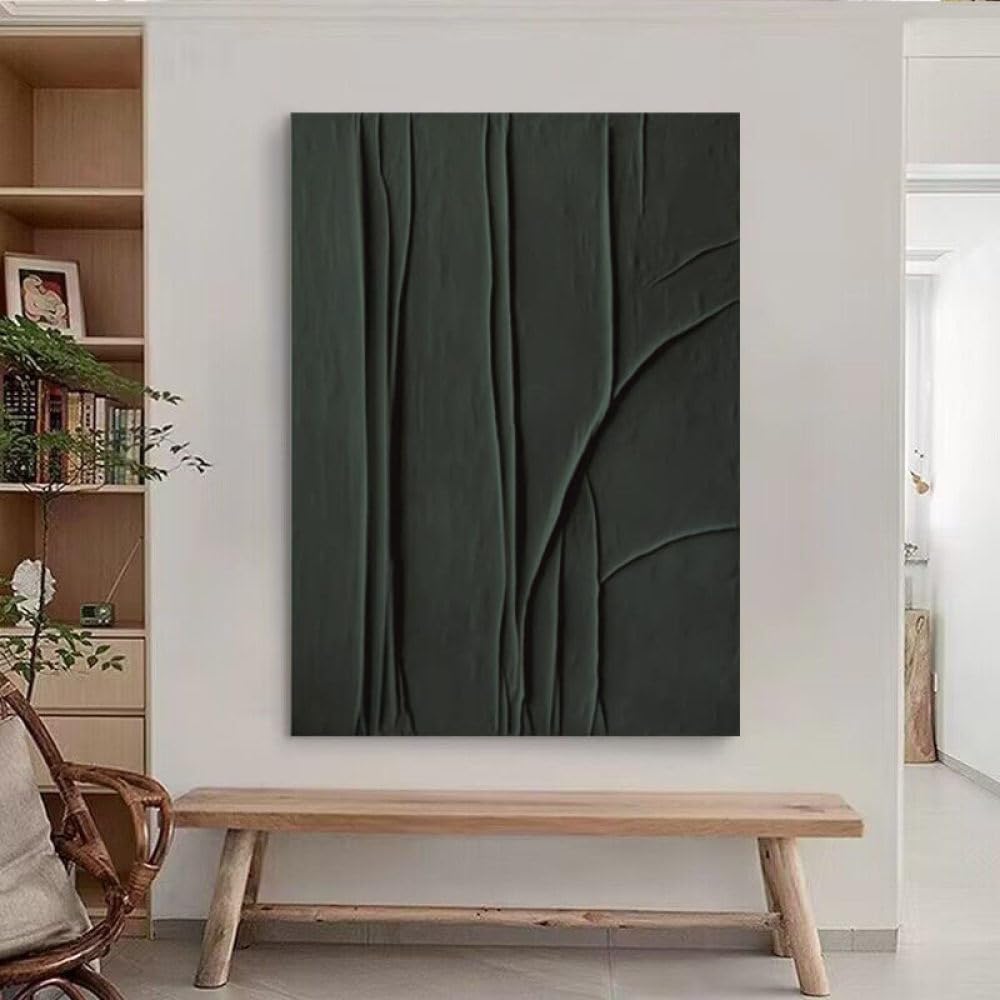 Peinture à l'huile verte abstrait minimaliste tableau toile art mural décoration maison salon