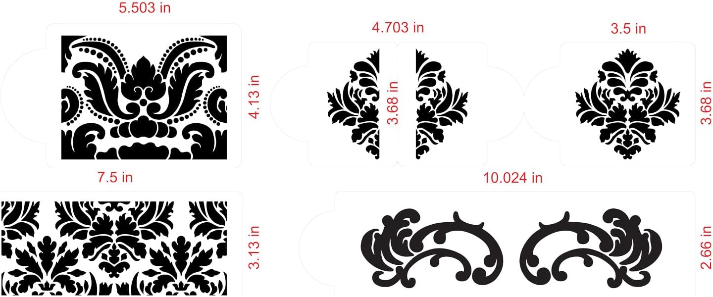Designer Stencils Martha Stewart's Damask Cake 5-Tier Cake Stencil Set, Beige/Semi-Transparent