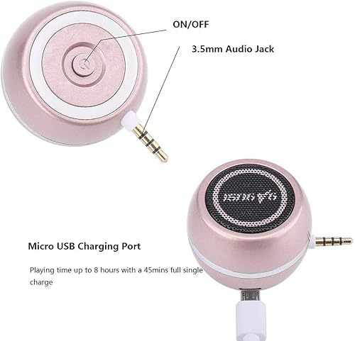 Miniatura 4 de Mini altavoz portátil con conector de entrada auxiliar de 0.138 in, altavoz de línea de teléfono móvil de 3 W para iPhone, iPad, iPod, tableta,