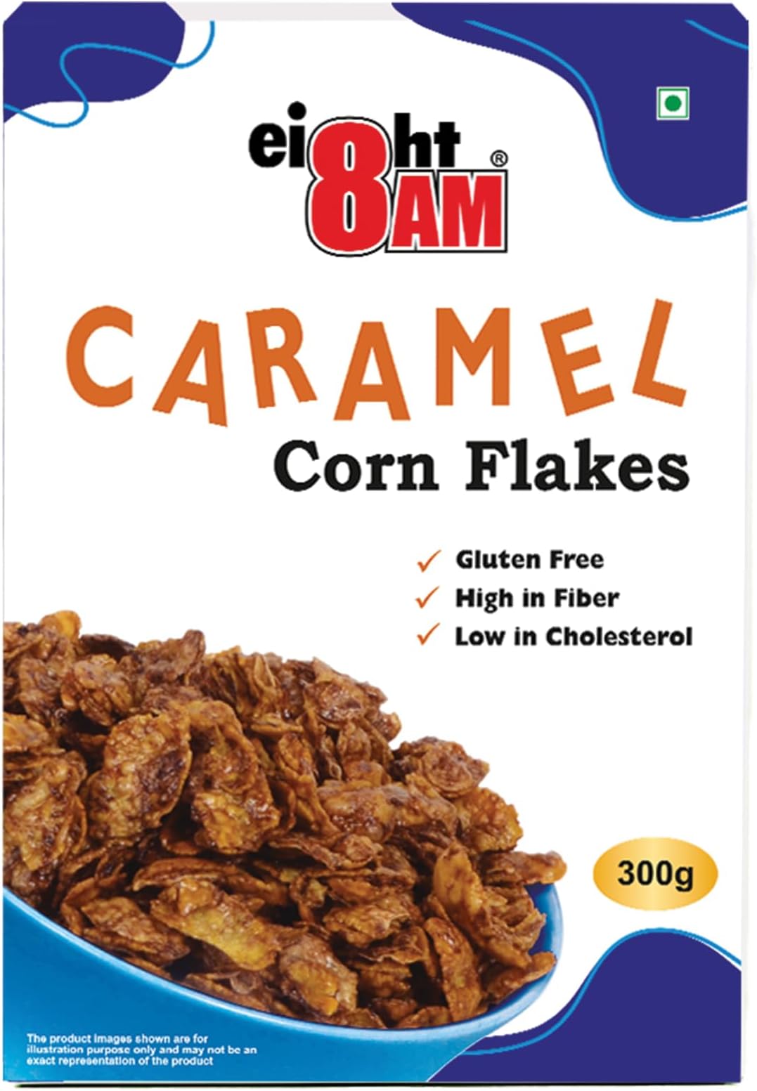 - 8AM Corn Flakes Caramel 300 Gram, No Cholesterol, Trans Fat, Artificial Additives, Source Of Fiber, Contains Iron & Zinc, Crunchy & Nutritious Whole Grain Breakfast Cereal